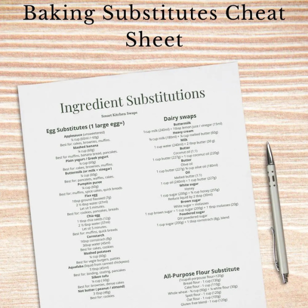 Baking Ingredient Substitutions Quick Reference